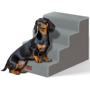 AKC 4-Step Pet Stairs – Durable, Non-Slip Steps for Small Dogs and Cats, Washable Cover, Simple No-Tool Assembly, Supports Up to 50 lbs