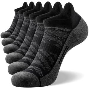 FITRELL 5 Pack Ankle Running Socks for Men and Women Low Cut Cushioned No Show Athletic Sports Compression, Shoe Size 9-12, New Black