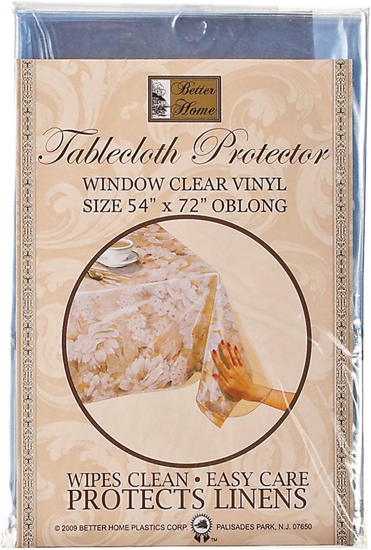 Better Homes Vinyl Tablecloth Protector Wipes Clean Protect Linens Oblong 54"x72"
