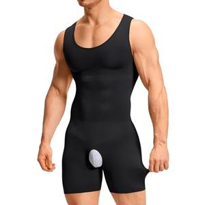 TAILONG Men's Shapewear Tummy Control Bodysuit Sleeveless Compression Shirts Slimming Body Shaper Fajas Para Hombres Black, L