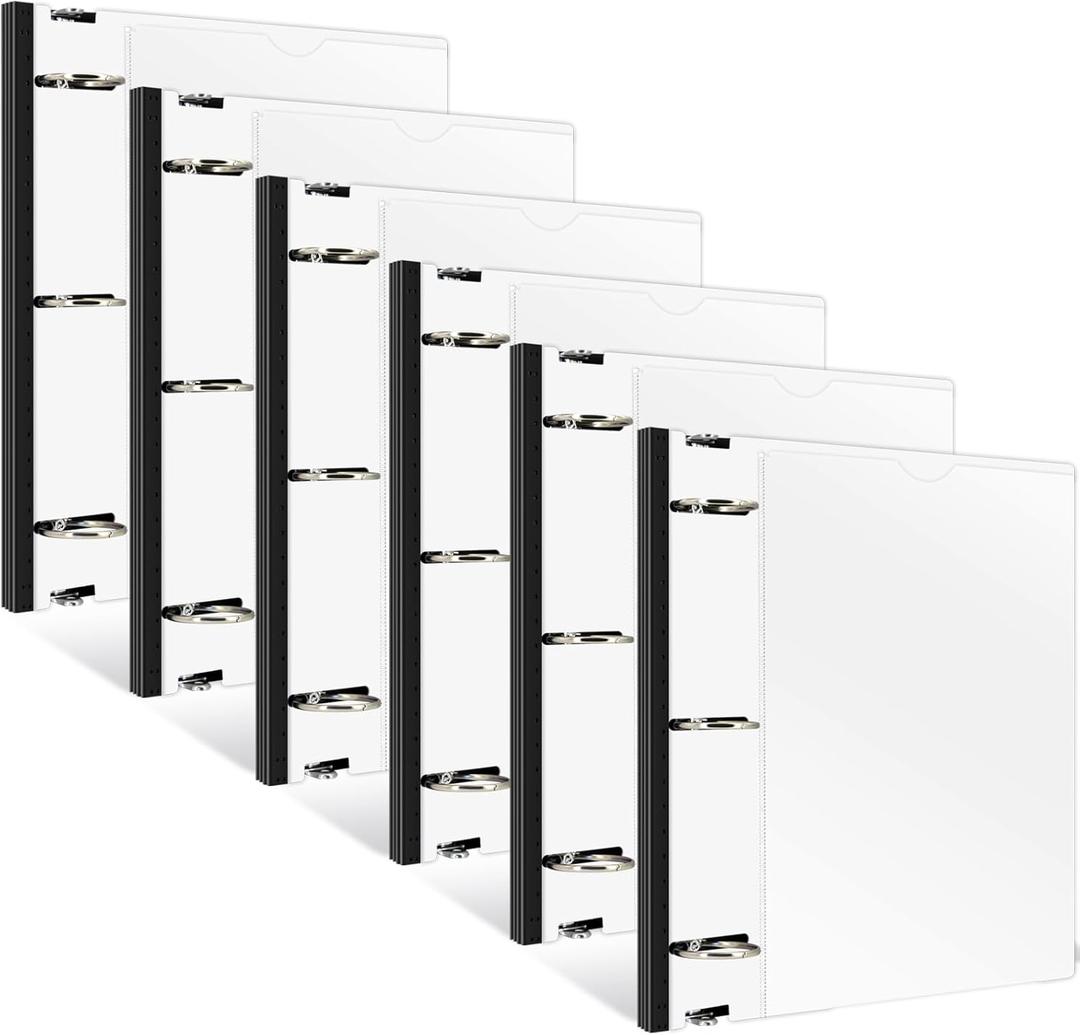 INFUN 1.5 Inch Telescoping 3 Ring Binder - 6PCS, Flexible Round Binder with Customizable Front Cover and Clear Catalog Pocket, 1.5Inch Rings, 370 Sheet Capacity-White