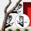 2 x Peaking a Boo Flipping Off Bigfoot Animal Metal Sign Art Ornament, Middle Finger Bigfoot Peeping Around Signs Corner Tree Garden Fence Farmhouse Outdoor Home Decoration (M 15"×20")