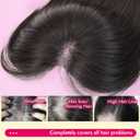 Eawwii Dark Brown Synthetic Hair Toppers for Women with Thinning 5x6 inch Large Base Coverage Clip in Wispy Bangs Upgraded Adjustable Bandage 24 Inch Long Layered