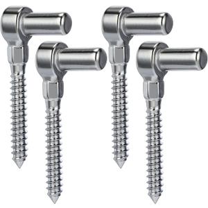 Zonon 4 Pcs Stainless Steel Gate Hinges for Farm Wooden Fences, 4-1/2'' One Piece Molding M16 Screw Eye Hook Hinge Bolts with Hole Dia 5/8 Adjustable Gate Sag (4.33 x 1.97 Inches)