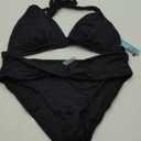 Yonique Women Two Piece Bathing Suits Push Up Bikini Set Halter Swimsuit Vintage Swimwear (XX-Large, Black)