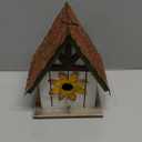 Glitzhome Bird Houses for Outside, Blue Bird Houses for Outdoors, 8.25" H Solid Wood Decorative Hanging Bird House Distressed Cottage Outdoor Garden Birdhouse with 3D Metal Roof and Flower