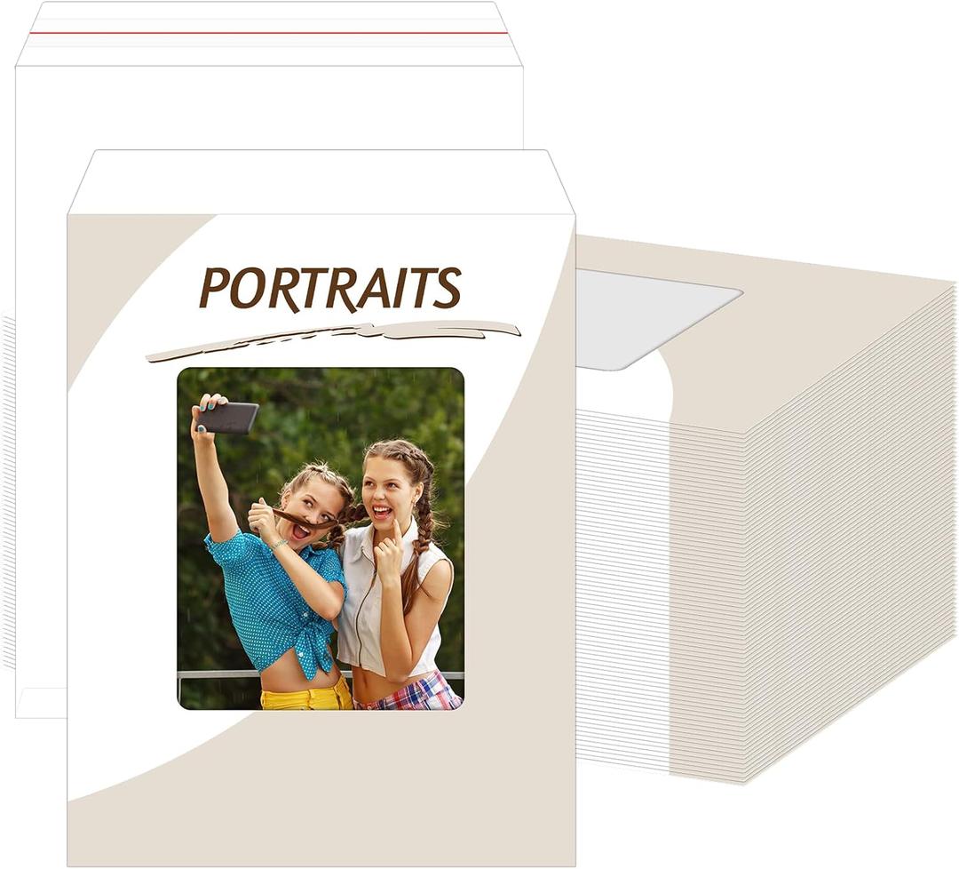 Humyoun 100 Pcs Photo Envelopes 8 3/4'' x 11 1/8'' Portrait Envelope with 5'' x 6'' Plastine Window for Photos Catalog Magazine Brochures Certificates Company Calendar (Minimalism)