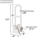 Vaunn Medical Adjustable Bathtub Safety Rail Shower Grab Bar Handle, Stainless Steel, White