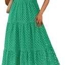 PRETTYGARDEN Womens 2026 Summer Maxi Dress Short Sleeve V Neck Hollow Out Eyelet A Line Long Flowy Beach Vacation Dresses (Green, XX-Large)