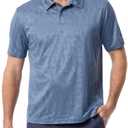 BASS OUTDOOR Mens Short Sleeve Textured Polo Shirt with Buttons Standard (Blue, M)