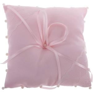 Lace Flower Pearls Ring Pillow Bridal Shower Ring Bearer Pillow Cushion for Wedding Supplier - Pink