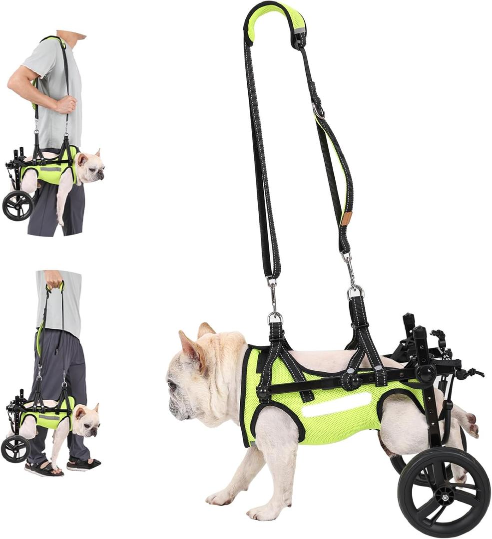 Adjustable Dog Wheelchair With High-visibility Clothing, Dog Leash, Sling Lift Dog Wheelchair for Back Legs, Max 6 Pound, Wheelchair for paralyzed Injured Lame Disabled Handicapped Dogs -XS