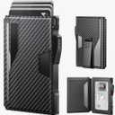 Typecase Wallet for Men: Rfid-blocking with Money Clip Slim Leather Bifold ID Window Smart Pop Up Card Case Front Pocket Wallet (Carbon Fiber Black)