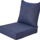 Deep Seat Patio Cushions 24x24 Outdoor Cushion, Waterproof & Fade Resistant Patio Furniture Cushions, Removable Cover & Tie Straps for Chair Sofa Loveseat, Deepsea Blue