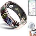 Smart Ring for Women Men, Health Ring with Colorful Display, Fitness Tracker with Heart Rate, Blood Oxygen, Sleep Monitor, No Subscription Fee, 5ATM Waterproof for iPhone & Android (Rose Gold, 9)