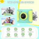 Instant Print Camera for Kids,2.4 Inch Screen Kids Instant Cameras, Christmas Birthday Gifts for Girls Age 3-12,Portable Toddler Toy for 3 4 5 6 7 8 9 10 11Year Old Girls Boys Green