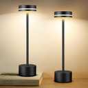 2 Pack LED Cordless Table Lamp Rechargeable, 5000mAh Portable Battery Operated LED Desk Lamp, 3 Color Dimmable Table Light for Reading/Home Office/Dining/Nightstand for Home Dcor  Black