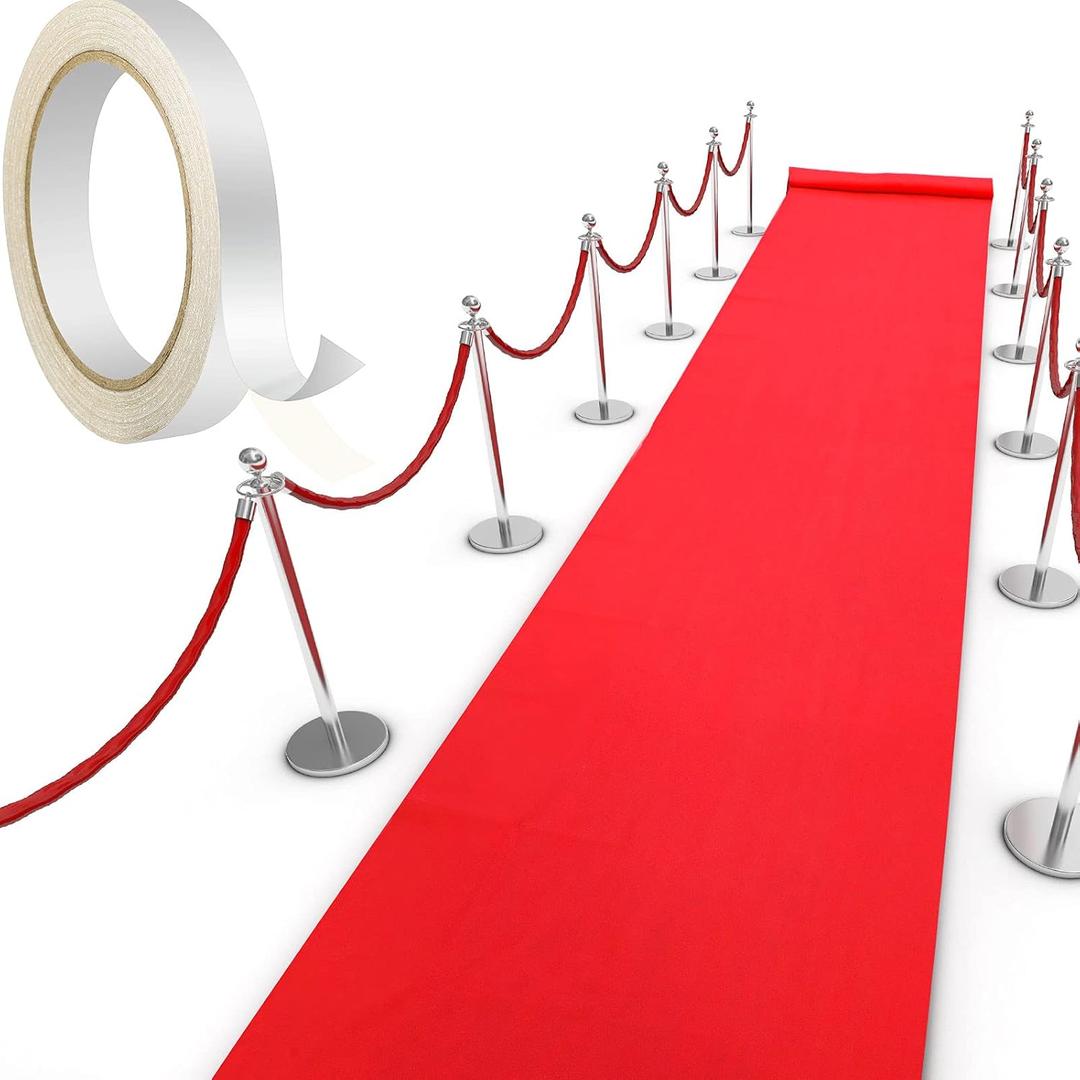 Shappy Red Carpet Runner Rug for Party 55gsm Thickness with 1 Piece Carpet Tape for Wedding Christmas Xmas Christmas Outdoor Accessories, Wedding Party Hallway Rug(4 x 30 Feet)