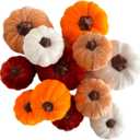 Pumpkin Decor 12pcs Artificial Fake Faux Velvet Foam Fabric Mantel Table Centerpiece Pumpkins Decoration for Indoor and Outdoor Fall Home Farmhouse Harvest Decorative (Fall)