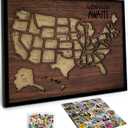 flinelife USA Landmarks Cork Travel Map With Pins, 12x10, Medium Size, Map of United States, Perfect For Couples and Families Gift (Brown)