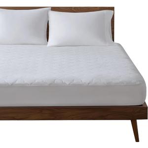Sleep Philosophy Queen Mattress Pad, Cotton Mattress Protector Classic Cloud Quilted Bed Cover, All Natural Breathable Mattress Topper Fitted Pocket Fits Up to 16", Machine Washable, White