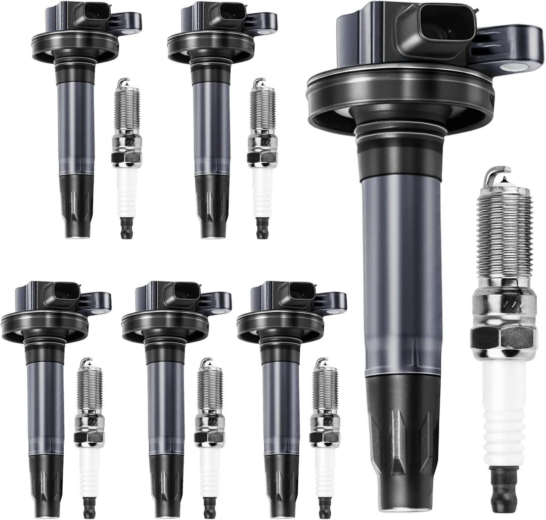 UF553 Ignition Coil Pack & Spark Plugs Set of 6 DG520 Compatible with 3.5L 3.7L V6 Ford Edge Fusion Taurus Flex F150 Explorer, Lincoln MKS MKT MKX MKZ, Mercury Sable Mazda CX-9 2011-2016, 2 PINS