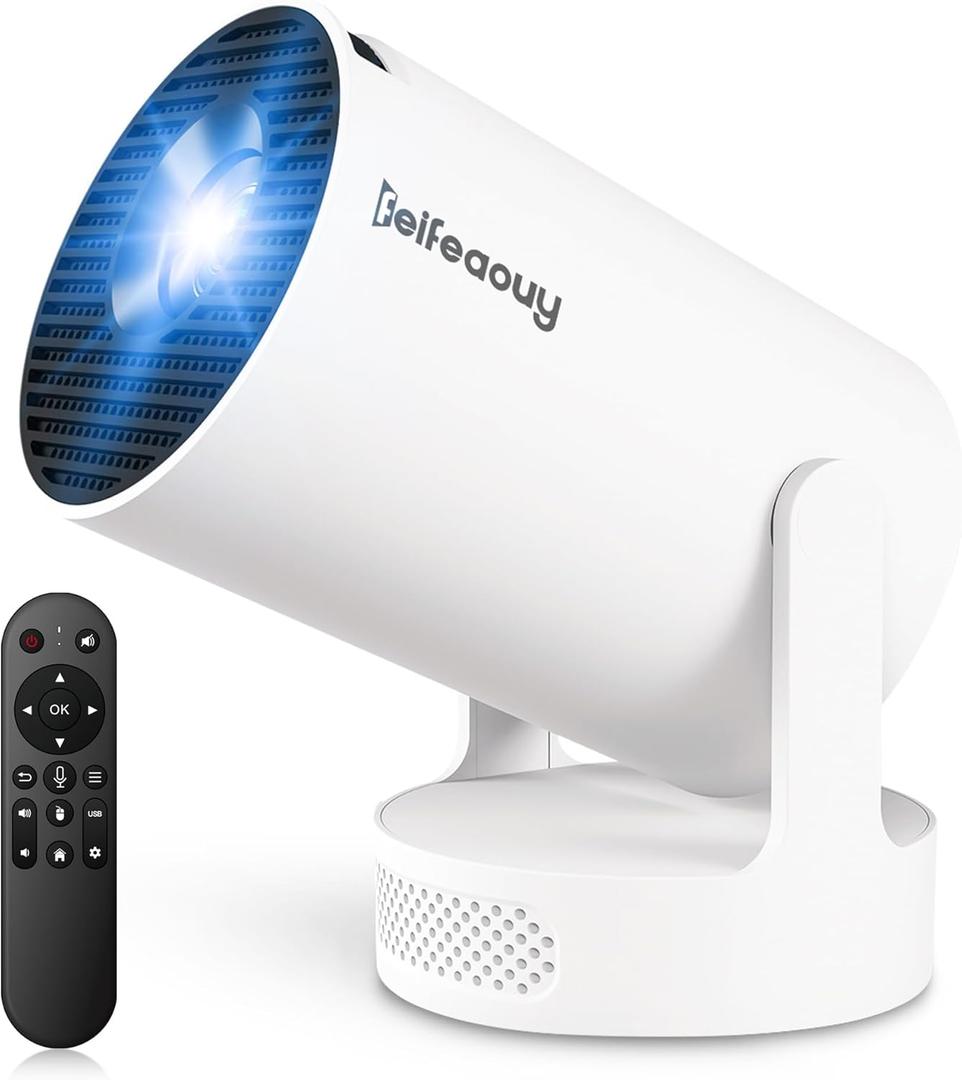 Mini Projector - Manual Focus, Smart Portable Projector for Bedroom & Home Cinema with 4K Support, 170 ANSI Lumens, Auto Keystone, Netflix Certified, Android 11, Voice Control, Air Mouse Remote