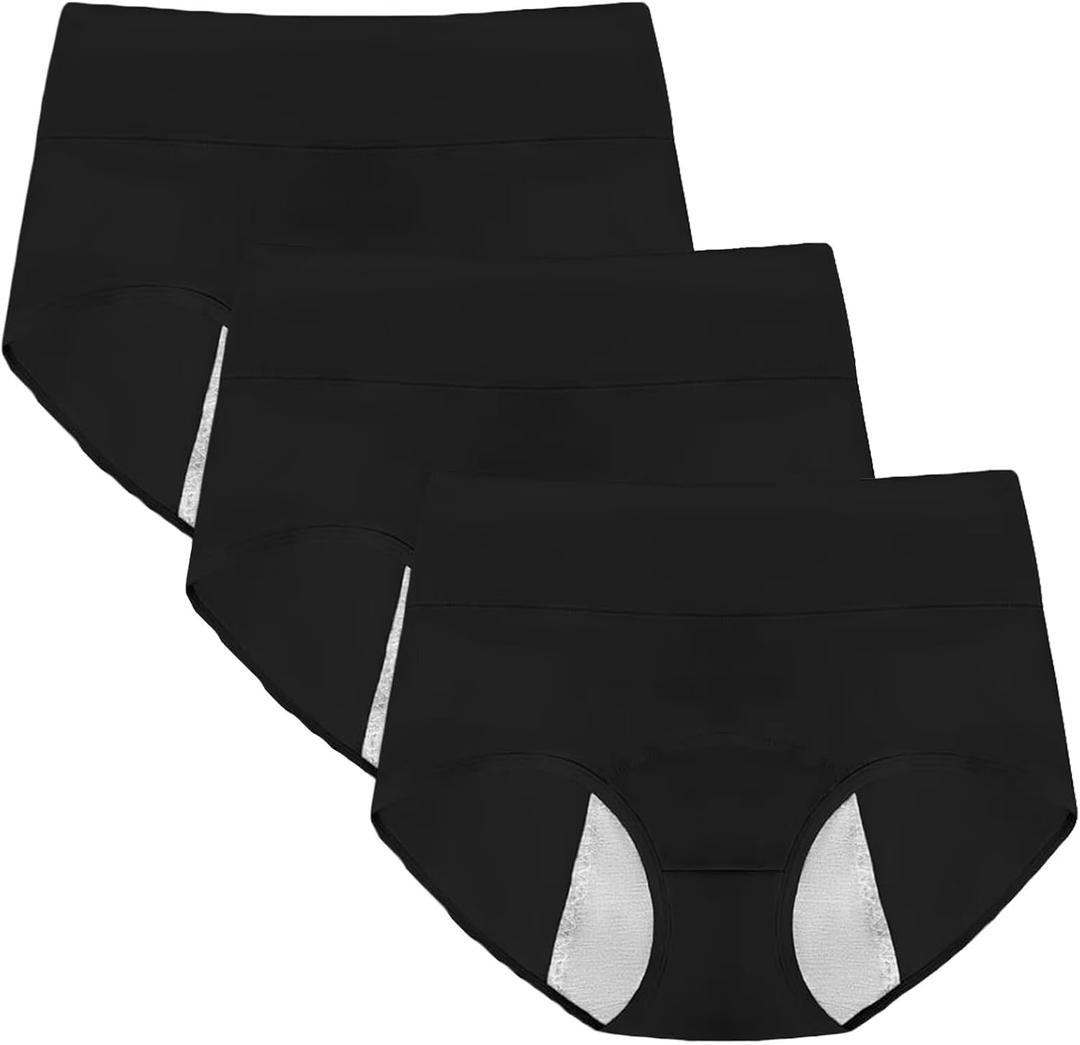 ETAOLINE Womens Period Underwear 4 Layers Leakproof Menstrual Panties Heavy Flow Postpartum Hipster Briefs (XX-Large, Black)