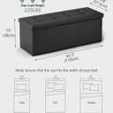 LITZFUR 43 Inches Folding Storage Ottoman Bench, PU Leather Storage Chest, Footrest Padded Seat for Bedroom and Hallway, Holds up to 660 lbs, Black