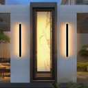 Mikeru 2Pack 39.3inch Outdoor Wall Light Fixtures, 3000/4500/6000K 3 Color Modern Black Linear Wall Lights Front Porch Light Wall Mounted Led Lighting for Basement, Shop,Garage Non-Dimmable