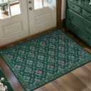Tangsoo 2x3 Small Washable Entry Rug,Non Slip Green Floral Throw Area Rugs for Entryway,Front Door Mats Indoor Entrance Carpet for Kitchen Office Laundry, Soft Kids & Pets Friendly