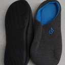 VeraCosy Men's Two-Tone Memory Foam House Slippers Indoor Outdoor Durable Rubber Sole (9-10, Dark Gray/Blue)