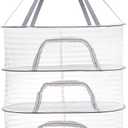 Coloch 4 Layer Herb Drying Rack with Zipper, Hanging Mesh Net Collapsible Food Drying Fish Net Hanging Basket Dryer Net for Seeds, Buds, Fruits, Vegetables, Herbs, Fish, Clothes, Doll