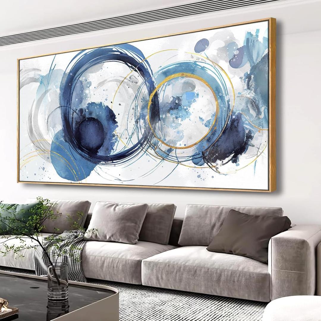 Wall Art Abstract Art Paintings Blue Fantasy Colorful Graffiti on White Background Modern Artwork wall Decor for Living Room Bedroom Kitchen 20"x40" with Framed