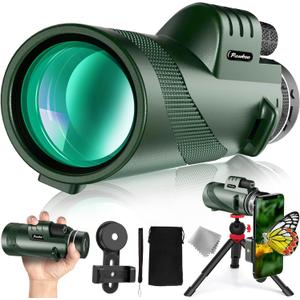 40X60 HD Monocular for Adults, Grade Compact Monocular Telescope with BAK-4 Prism & FMC Lens & Smartphone Holder & Tripod, Stargazing Hunting Bird Watching, Camping Hiking Travel Accessories