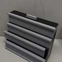 Perfume Organizer for Men, 4 Tier Wood Perfume Display Stand with Velvet Lining Drawer and Hidden Compartment for Watch,Jewelry,Perfume Display Risers,A Gift for Men (Black+Gray)