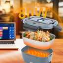 Electric Lunch Box, 80W Heated Lunch Box for Adults, 1.5L Portable Fast Heating Food Warmer for Car/Truck/Work/Travel, 12/24/110V Lonchera Elctrica Porttil