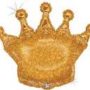 36" King Crown Glitter Holographic Foil Balloon
 2 pieces