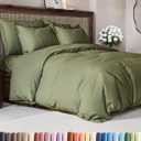 Duvet Cover Full Size - Extra Soft Full Size Duvet Cover - Lightweight, Breathable & Cozy - Easy Care & Fade Free w/ Zipper Closures & Ties - 80" x 90" Inches - (Sage Green) Comforter Not Included