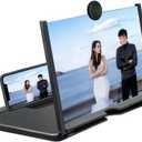 12" Screen Magnifier,3D HD Smart Mobile Phone Amplifier,Portable Phone Screen Video Magnifier Stand Bracket,Supports All Smartphones(Black)
