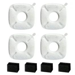 Cat/Pet Water Fountain Filters, 8 Pieces Set Pack of 4 Replacement Filter Fit for 81oz/2.4L, 3 Filtration System with 4 Pre-Filter Sponges