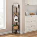 Tajsoon Tall Corner Book Shelf 4 Tier 53" Multipurpose Corner Standing Shelf with Metal Frame, Bedroom, Living Room, Office, Kitchen, Rustic Brown