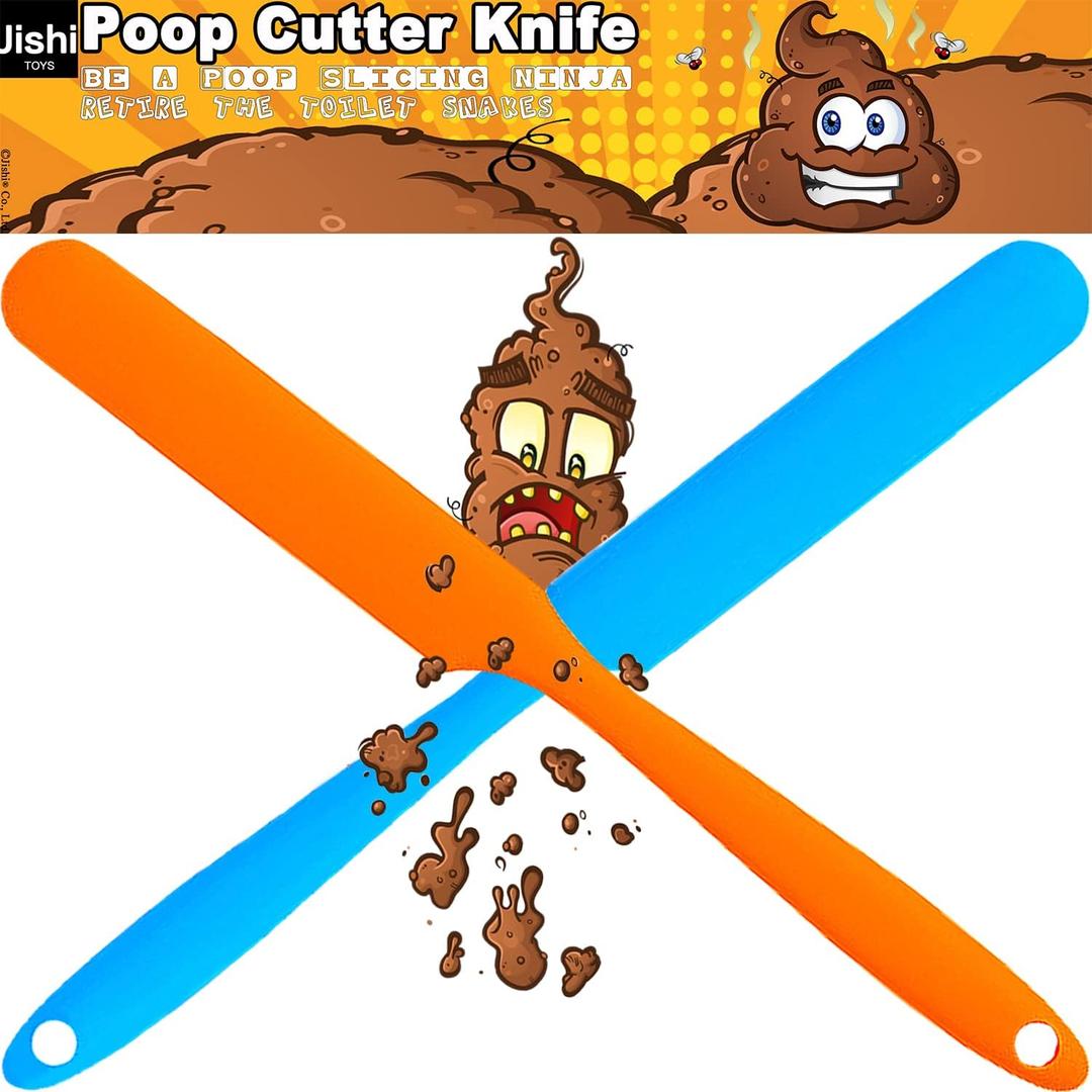 Gifts for Men 2pcs Poop Knife for Toilet Unclogging, Funny Birthday Gag Gifts for Men Dad Him Boyfriend Husband from Daughter Son Wife Kids, Christmas Stocking Stuffers White Elephant Gifts for Adults (Orange & Blue)