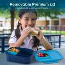 KARRICO Leakproof Lunch Box 3-Compartment Bento Box, Cooler Pack & Adjustable Divider, Extra Large & BPA-Free Dishwasher Safe, Ideal for On-the-Go Meals, Navy & Blue (Blue)