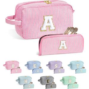 YOOLIFE Gifts for Teen Girls - Personalized Initial Makeup Bag, Birthday Gifts for Women Sister Friend Daughter Girls Kids ("Pink)