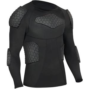 Padded Compression Shirt, Short Sleeve Football Protection Gear, Small