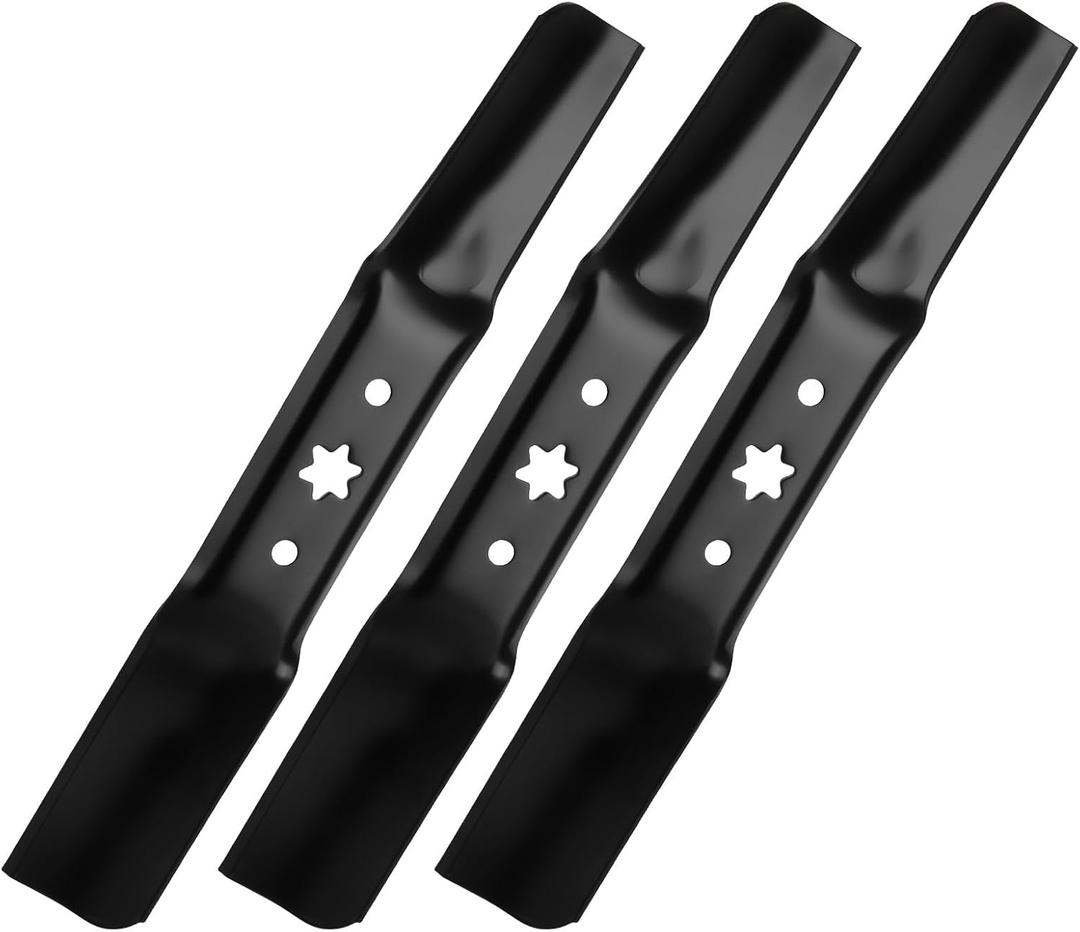 942-05052A 50" Mower Blades for Cub Cadet XT1 LT50 GT50 XT2 LX50 ZT1 ZT2 50 RTZ S50 L50 SX50 LX50 L34 Zero Turn Troy-Bilt Super Bronco Mustang 50" Lawn Tractor, Medium Lift, 6 Point Star, 3 Pack Black