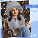 4 Pcs Winter Faux Fur Set for Women Fur Collar Scarf Wrap Winter Fuzzy Bucket Hat Ear Muffs Foldable Wrist Cuffs Accessories