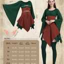 4 Pcs Fairy Costume for Woman Renaissance Dress Costume, Women Elf Medieval Irish Dress Ear Head Chain for Halloween (XL)