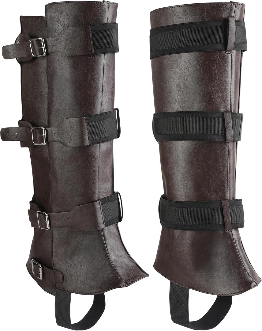 Men's Costume Boot Cover Renaissance Pirate Boots Cover PU Leather Steampunk Shoes Cover,Viking Medieval Boot Cover Leg Gaiters Cosplay Accessary